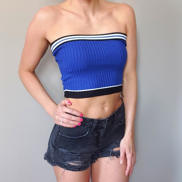 Forever 21 Tops - 5/$25 Retro F21 Tube Top Blue/Black Striped